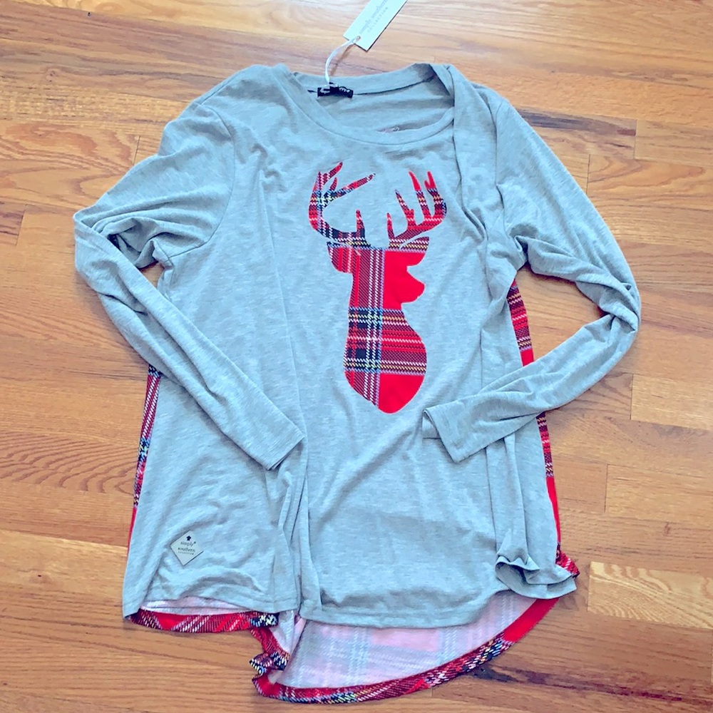 Simply Southern Plaid Deer High-Low Tunic
